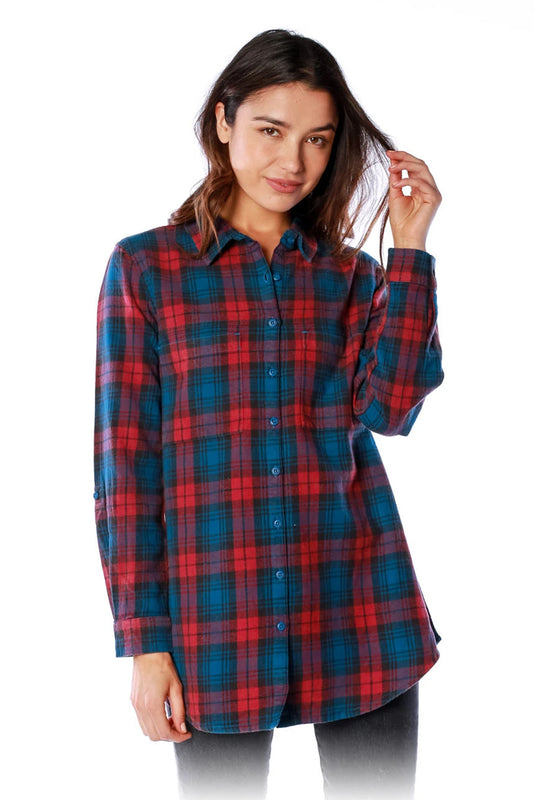 Vintage Wash Flannel (Magenta/Blue)